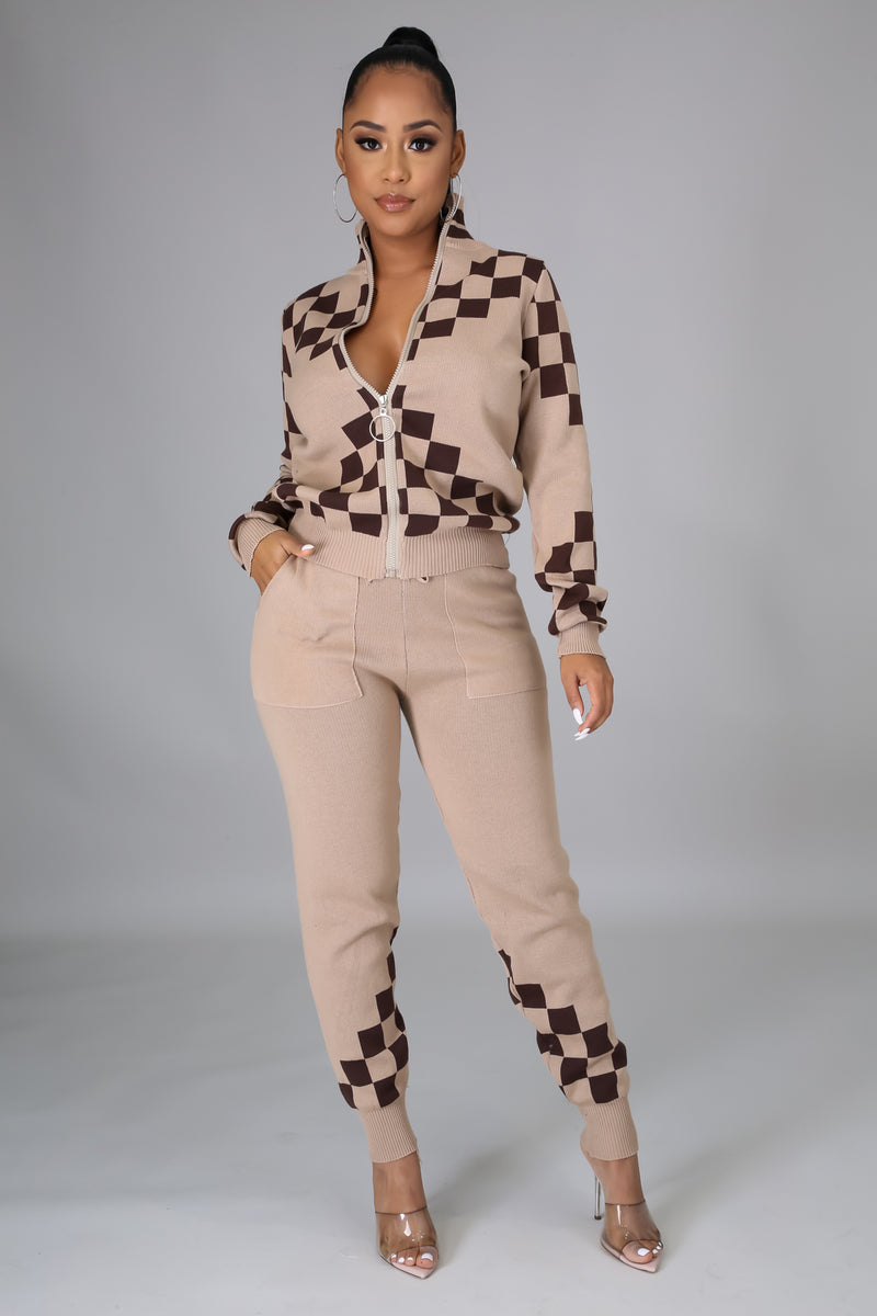 Blaze Knit Checker Jacket And Jogger Set